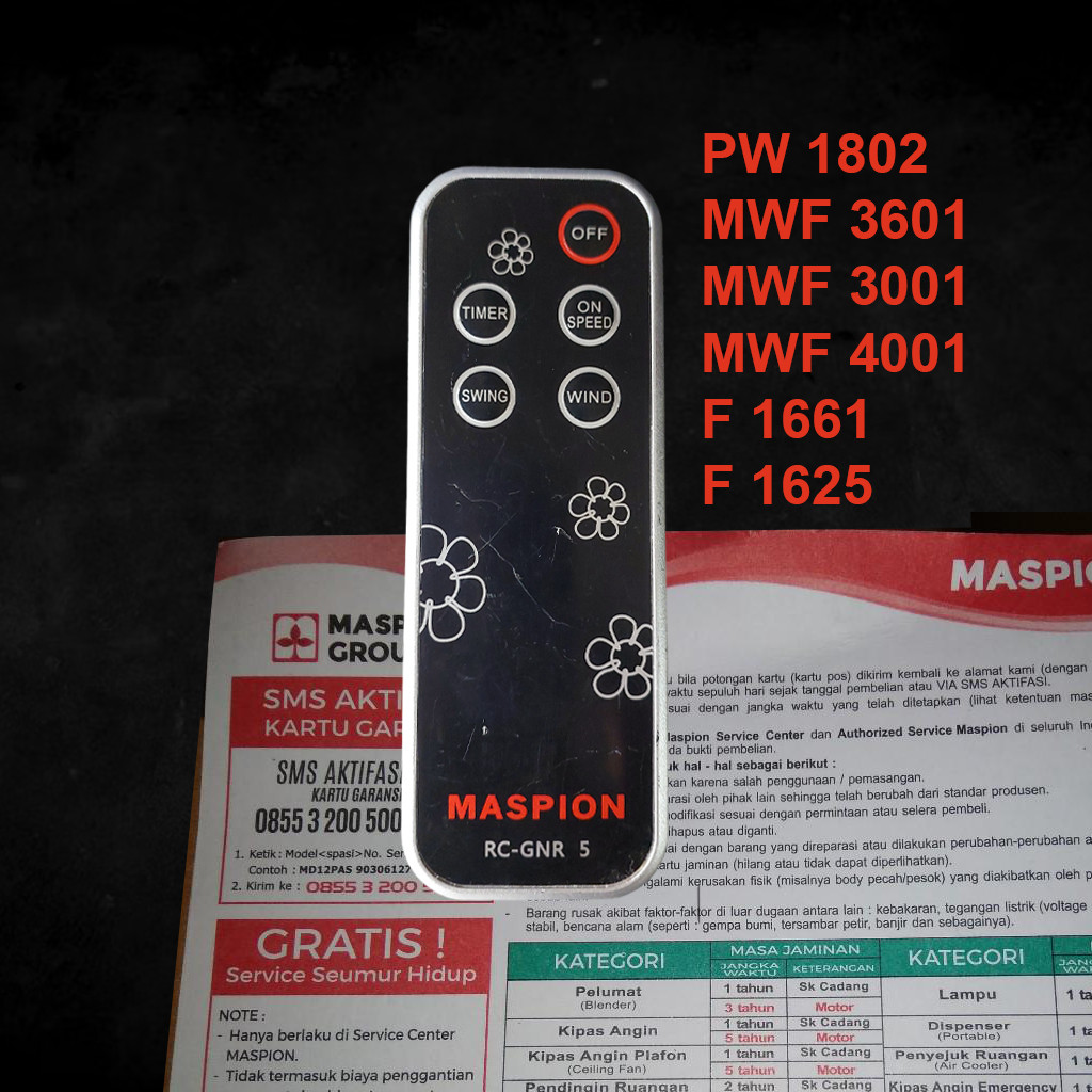 ORIGINAL MASPION Remot Kipas Angin MASPION 12 16 18 Inch Remote Control Dinding Stand