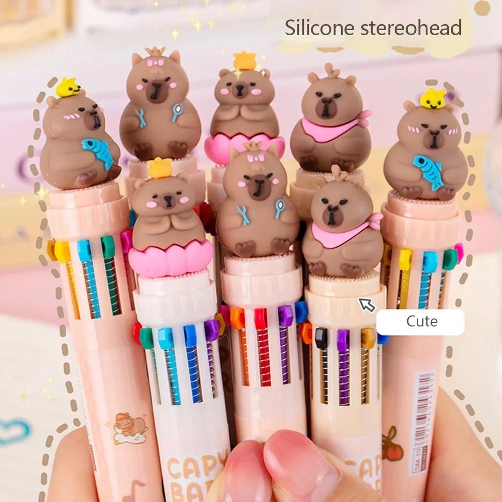 

10 Colors Cartoon Capybara Ballpoint Pen Cute 0.5mm Colorful Ink Gel Pen School Office Supplies Stationery Reward Pen Gift