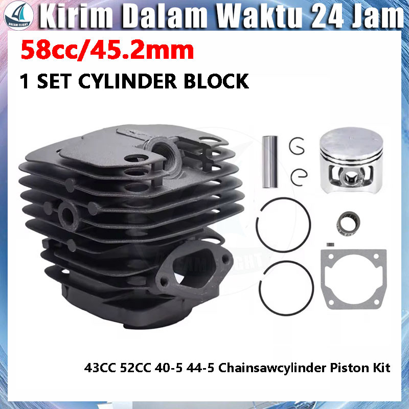 【Stok Tersedia】5800 Cylinder Block Assy Komplit Blok Chainsaw 58cc 45,2mm Cylinder Block Assy Kompli