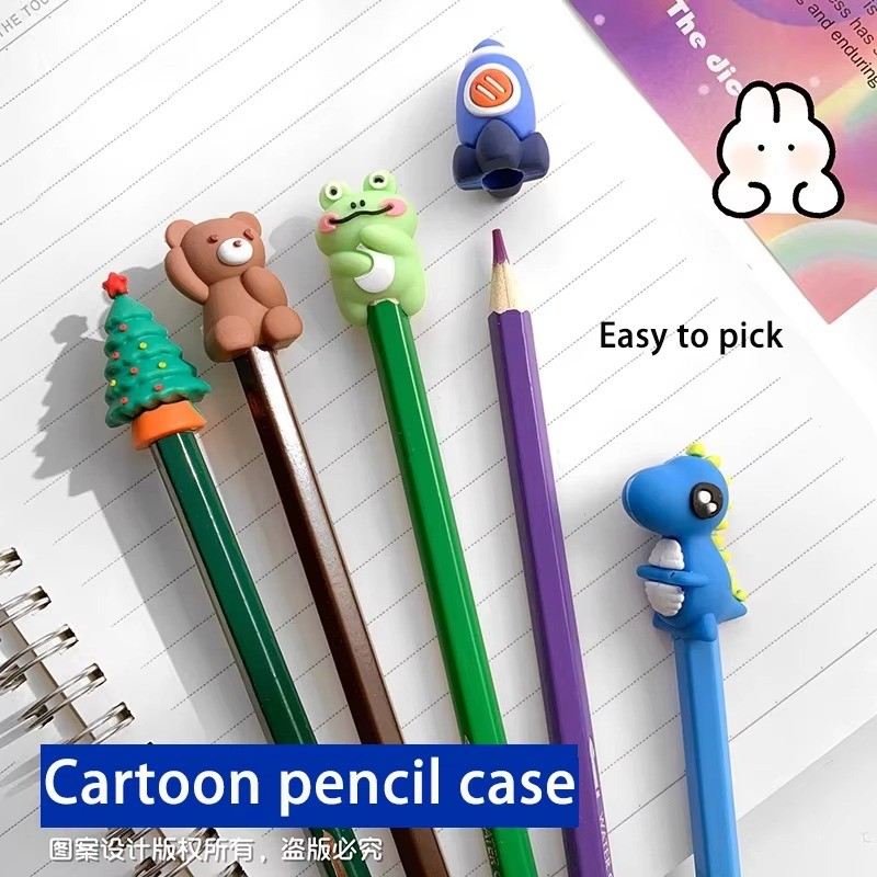 

Cartoon Animal Pencil Holder 10PCS Soft Plush Eraser Cap Kawaii School Supplies for Kids Durable Birthday Gift Creative Fun Tool