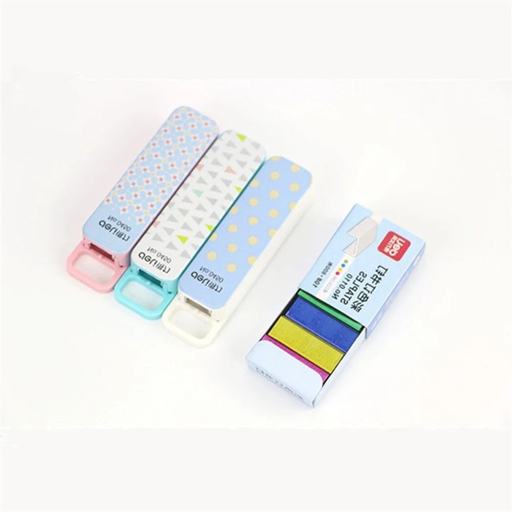 

Deli Portable Colored Manual Mini Stapler Key Chain 10# Staples Student Stationery Office School Supply Business Binding Tool