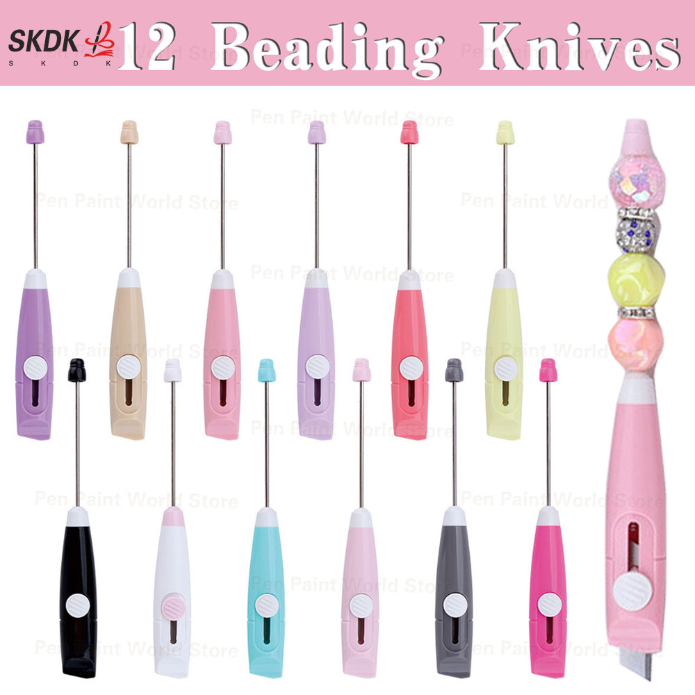 

12Pcs Utility Knife Beadable Paper Knifes Office Safety DIY Beaded Knife Letter Opener Portable Express Package Cutter BoxOpener