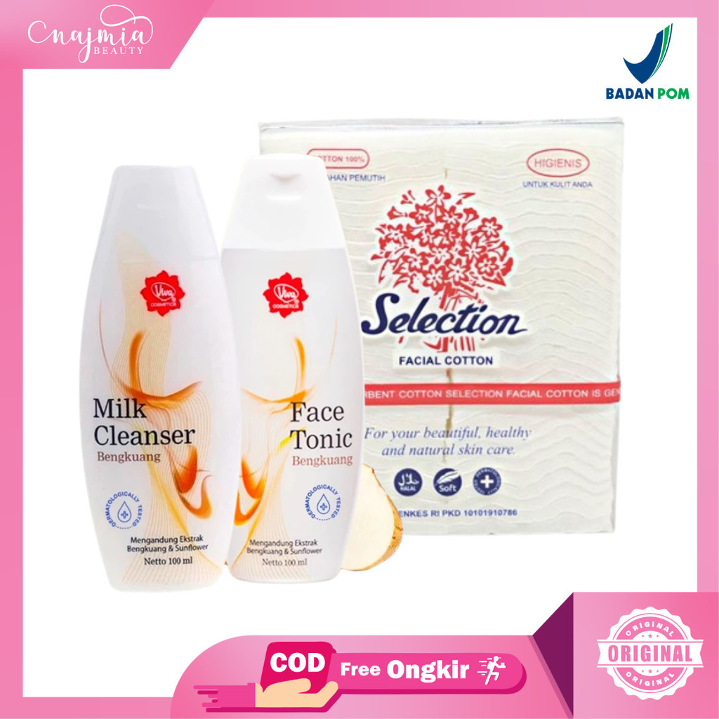 Najmia 2 - Paket Hemat 3in1 Viva Milk Cleanser 100 ml Oily Skin + Face Tonic 100 ml + Kapas Selectio