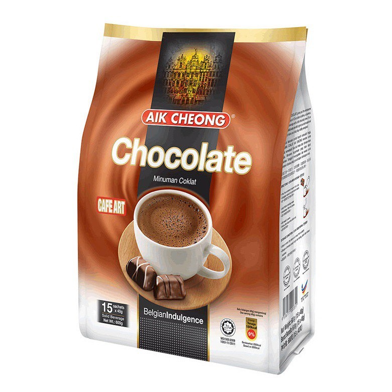 

AIK CHEONG Hot Chocolate 600gr (15 x 40gr) ASLI Malaysia MInuman Coklat Panas Coklelat Aek CHEONG