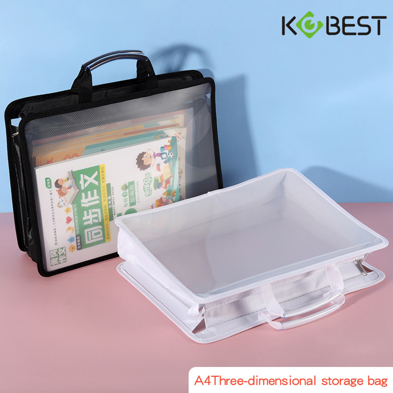 

A4 Hand Transparent File Large Capacity Storage Bag Six Color Choices Office Double Layer Waterproof Zipper Bags