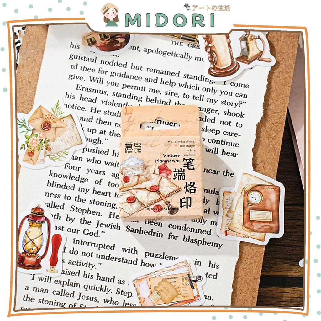 

[MIDORI] 46Pcs VINTAGE MANUSCRIPT Deco Sticker DIY Scrapbook Stiker Jurnal Dekorasi Diary Kotak - B0518