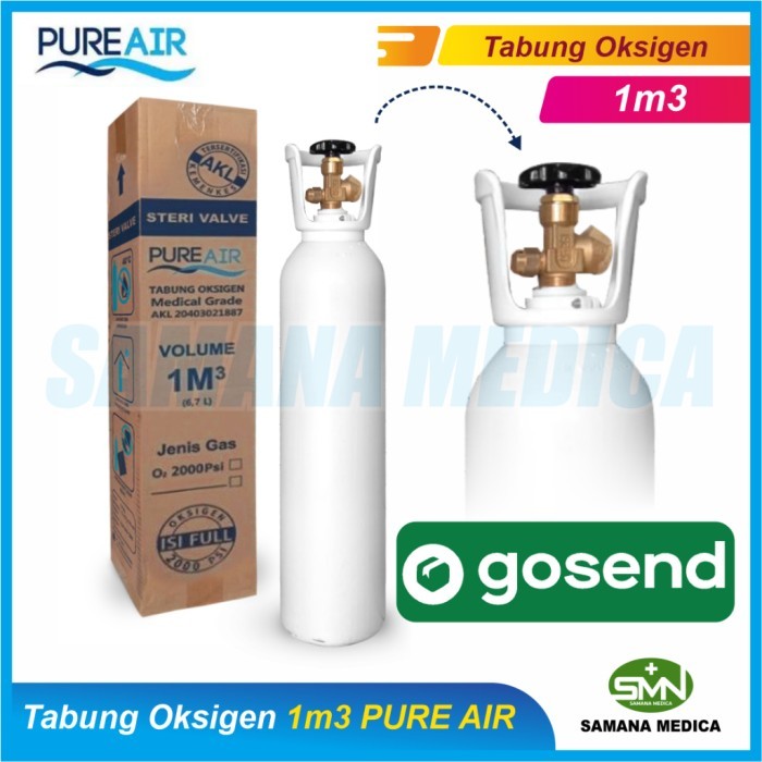 GOSEND ONLY - Tabung Oksigen PURE AIR Medis 1M3 isi Full Tanpa Troli