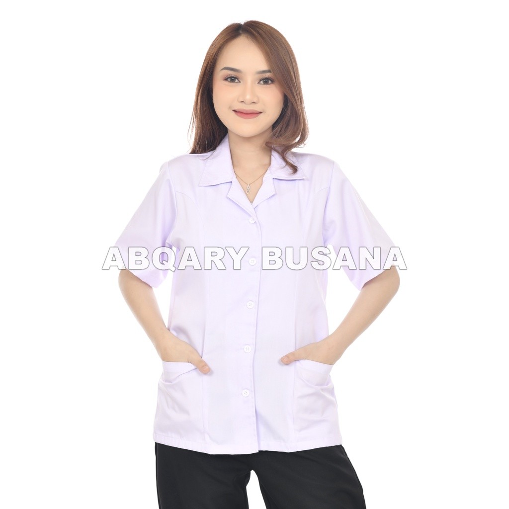 Promo Kemeja PDH Putih Lengan Pendek Wanita Tebal - Seragam PNS/Perawat - Baju Dinas Terbaru