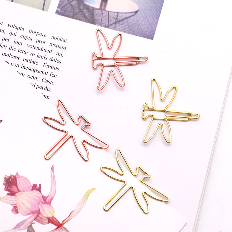 

Dragonfly Creative Paper Clip Rose Gold Color Paper Clips For Planner Decor Bookmark Clip Stationery Paperpin Office Supplies