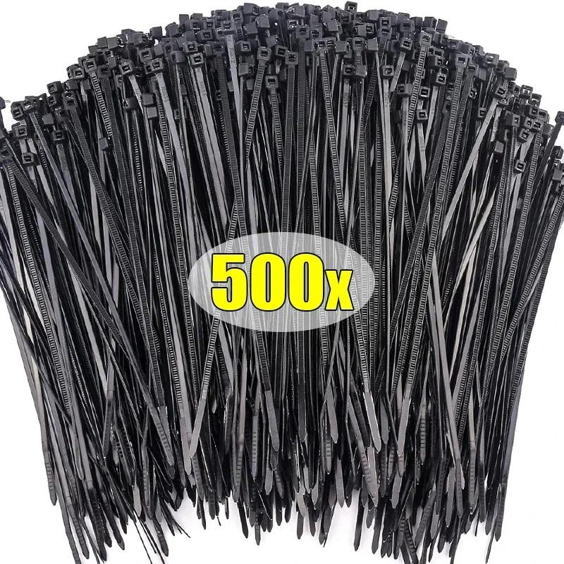 

100-500pcs Plastic Nylon Cable Ties Self-locking Cord Tie Straps Detachable Cables Fastening Loop for Home Office Wire Zip Ties