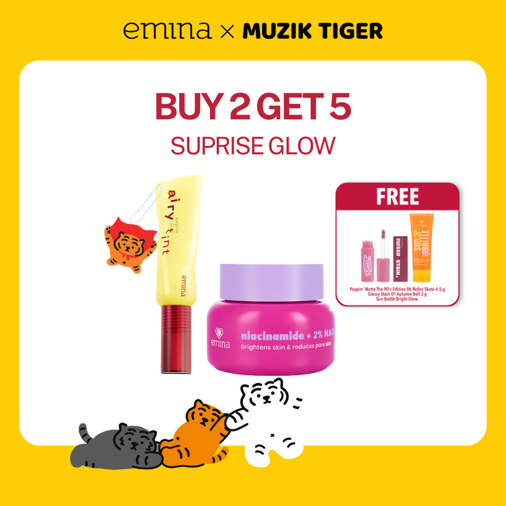 [SPECIAL 5.5 BUY 2 GET 5] Emina Glow Tint - Paket Emina Airy Surprise Tint, Water Bright Glow FREE E