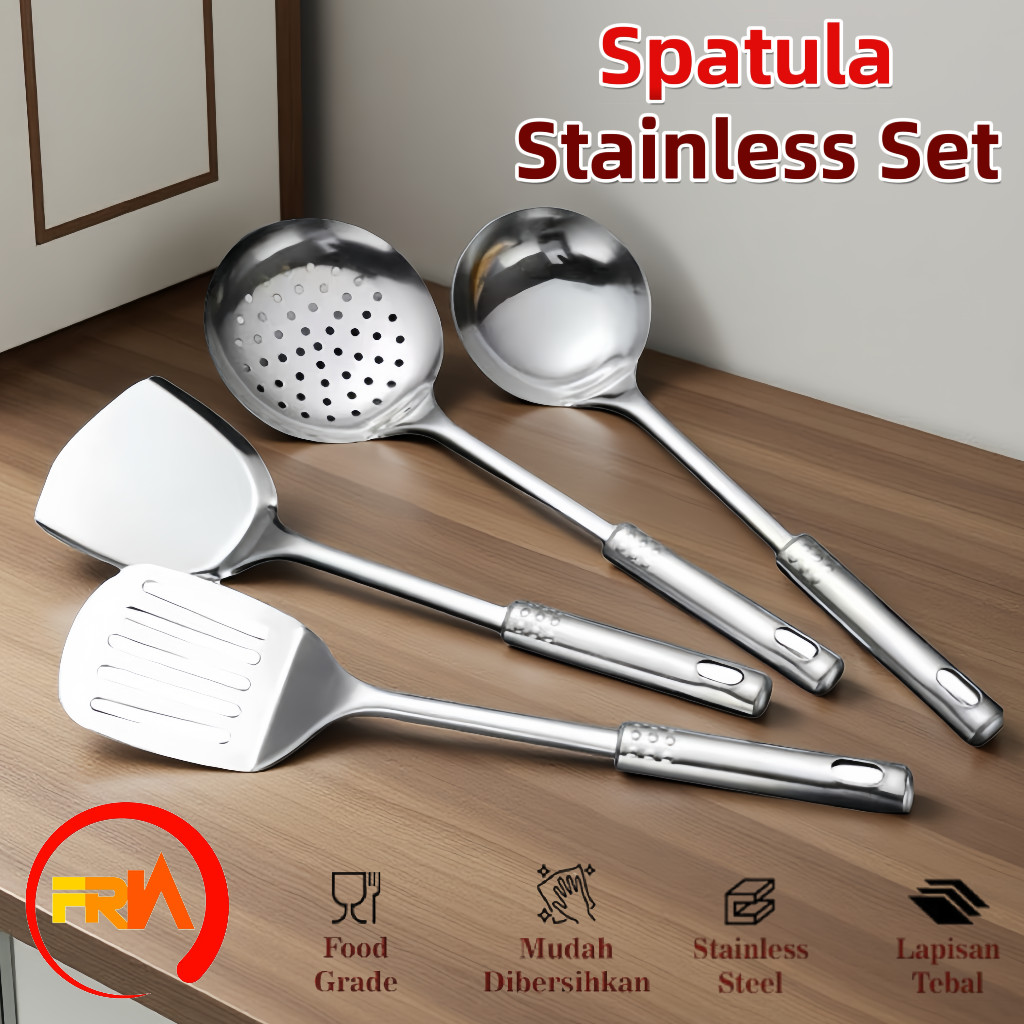 FRN Kitchenware - Spatula Stainless Set 4 In 1 Sodet Sutil Set isi 4in1 Alat Masak High Quality