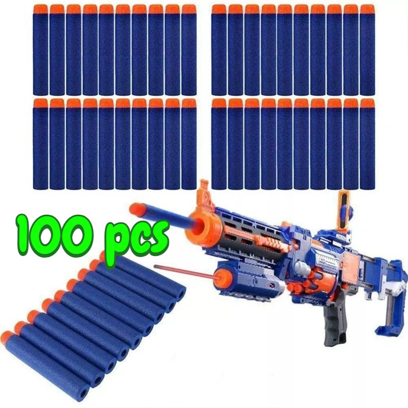 【Brand New】10bag/100pcs Peluru Busa Nerf Biru Nerf Bullet Tembak Peluru Busa 7.2cm Soft Bullet Pelur