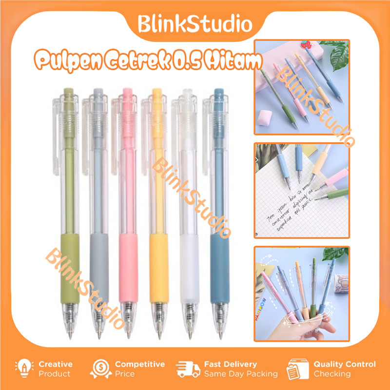 

Pena Gel Hitam Polos / Pulpen Cetekan Transparant Polos Pena Gel 0.5mm / Alat Tulis Sekolah Kantor Bolpoint Polos