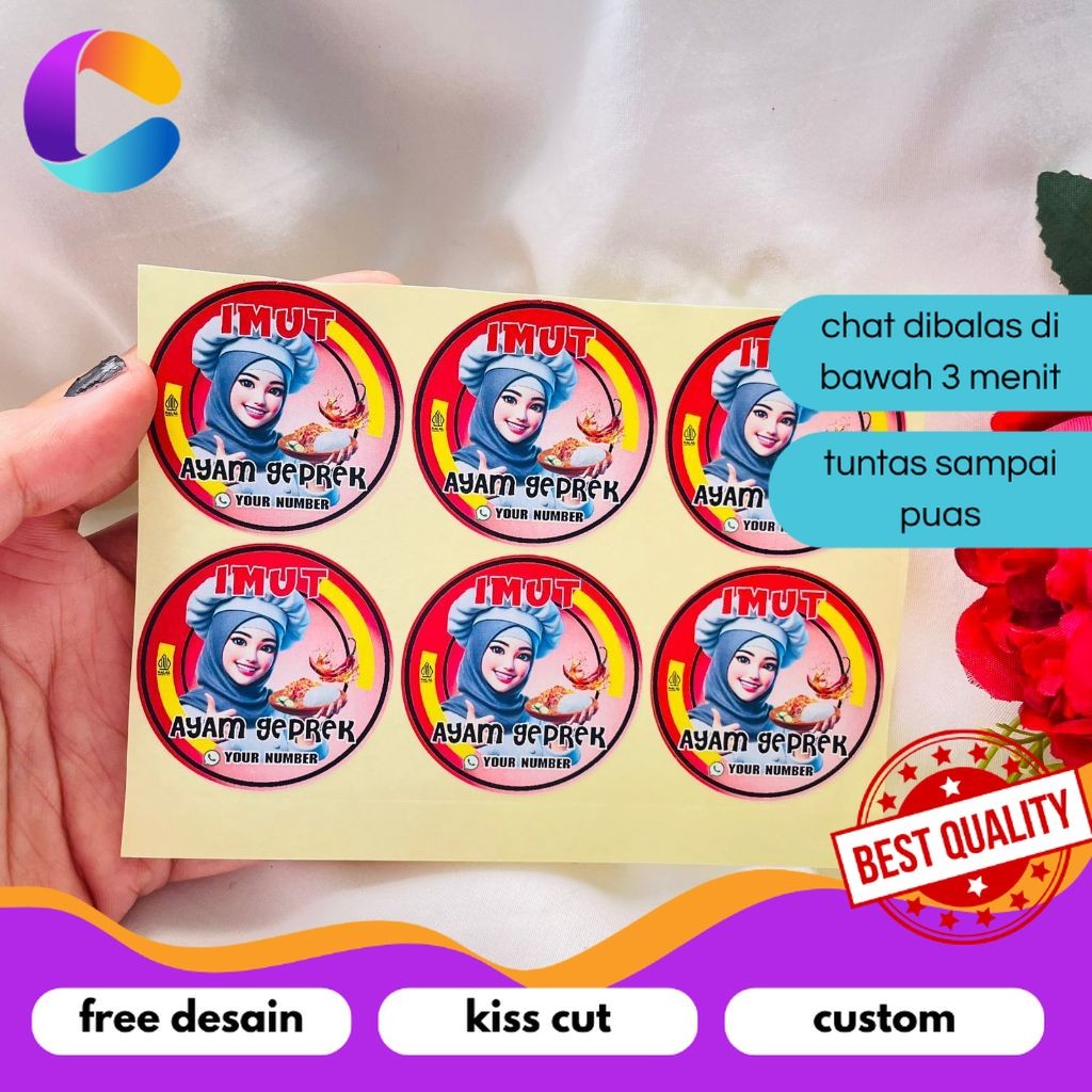

Cetak INC Sticker Catering Ayam Geprek Stiker Free Desain Custom Nama Label Box Kardus Packaging