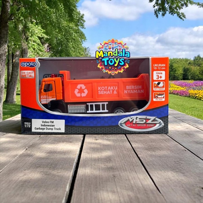 Apolo MSZ 1/72 2021 Volvo FM Indonesian Garbage Dump Truck Diecast Metal/Pintu Terbuka/Pullback