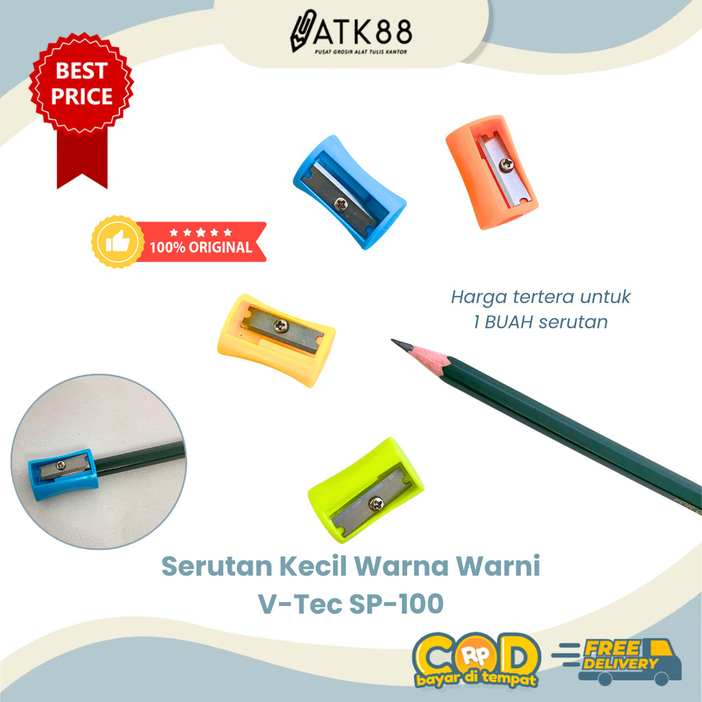 

[ATK88] Rautan Pensil Warna Warni V-Tec SP-100 Satuan / Serutan Kecil Plastik
