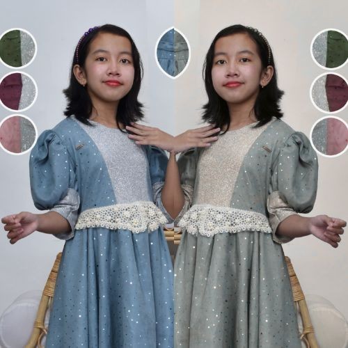 Dress Anak Perempuan Marinda Terbaru Bahan Bridal Silk Umur 4 - 13 Tahun - COD / Gaun Pesta Anak Per