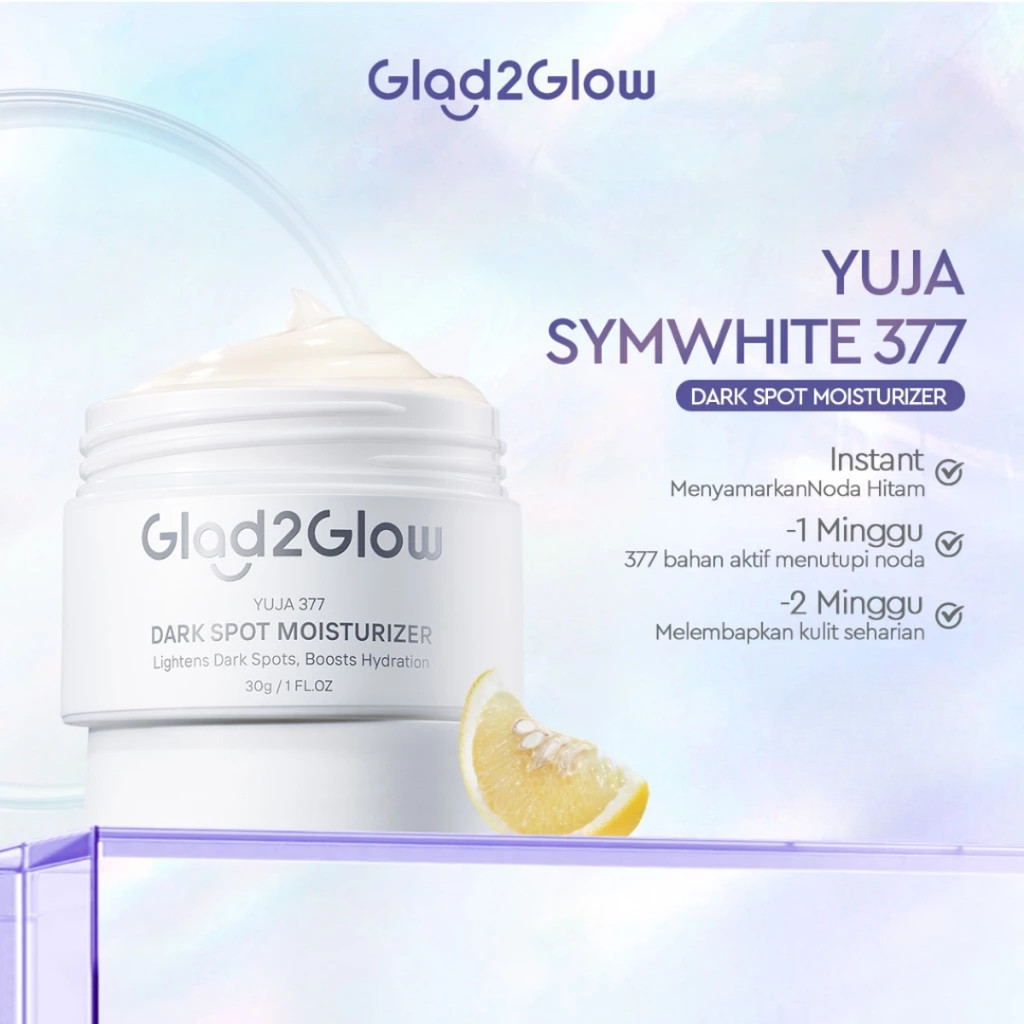 Glad2Glow Yuja Symwhite 377 Dark Spot Moisturizer menghilangkan bekas jerawat brightening night crea