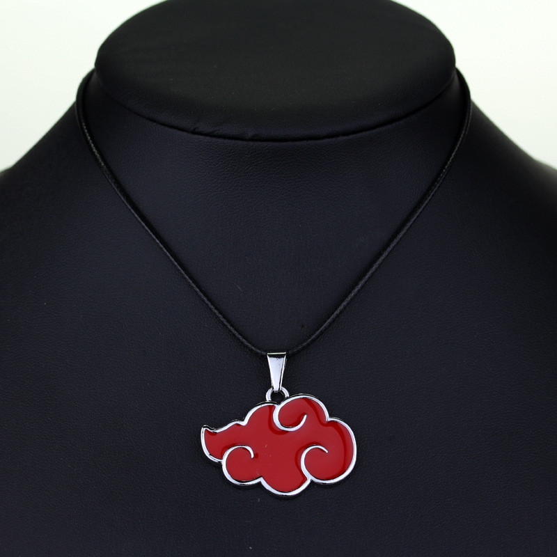 Anime Cartoon Akatsuki Red Cloud Logo Necklace Uchiha Obito Itachi Metal Necklaces Pendants For Fans