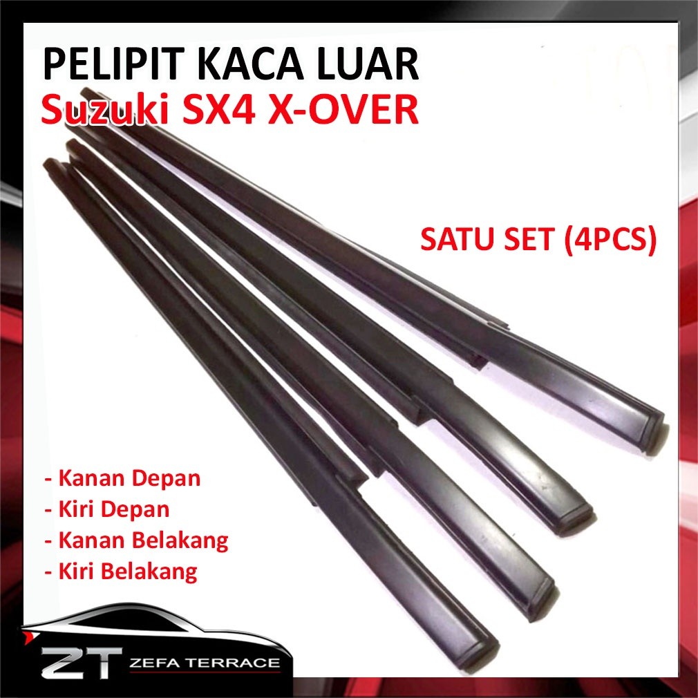 1 Set Pelipit Karet Pintu Kaca Luar Suzuki X-Over Weather Strip Kaca Luar SX4 X-Over PnP