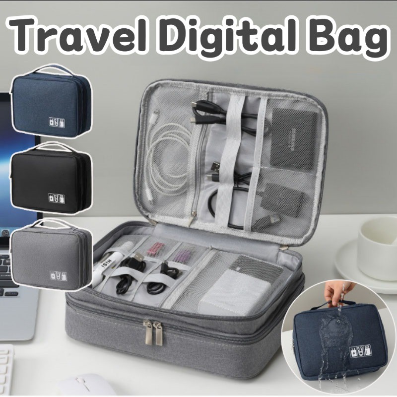 Travel Digital Bag/ Travel Bag Digital Organizer 3 Layer Resleting Water Resistant / Tas Gadget Orga