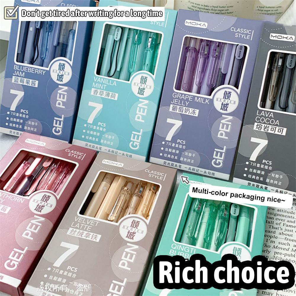 

7Pcs GEL PEN CLASSIC STYLE Simple Pulpen Mekanik Gel Pen Black 0.5mm Minimalist H463
