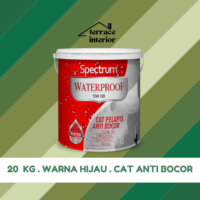 Cat Pelapis Anti Bocor Spectrum Waterproof Warna Hijau 20 KG