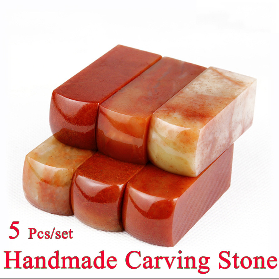 

5Pcs/set Red color Painting Stamp Seal Stone Handmade Carving Stone Sculpture Seal Stone For School Art Supplies