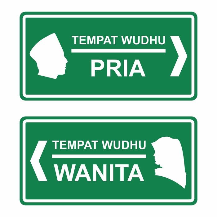 

s c Rambu Sign Plang Petunjuk Arah Tempat Wudhu 30cm x 15cm Akrilik