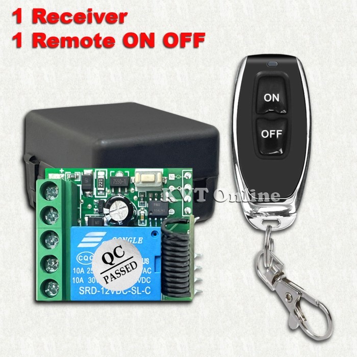 

Wireless Relay Switch 1CH Delay OFF 433MHz - Remote ON OFF