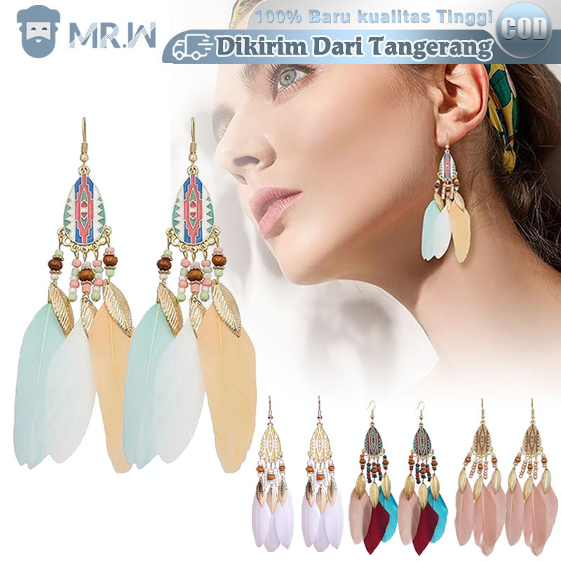 Anting Panjang Rumbai Bohemian Anting Anting Bulu Panjang
