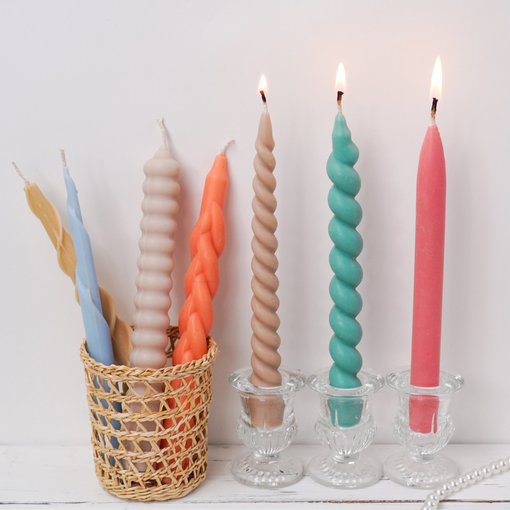 

New Long Spiral Taper Candle Mold DIY Twisted Long Rod Wax Stick Silicone Mold Home Decor Tool Geometry Candles Making Supplies