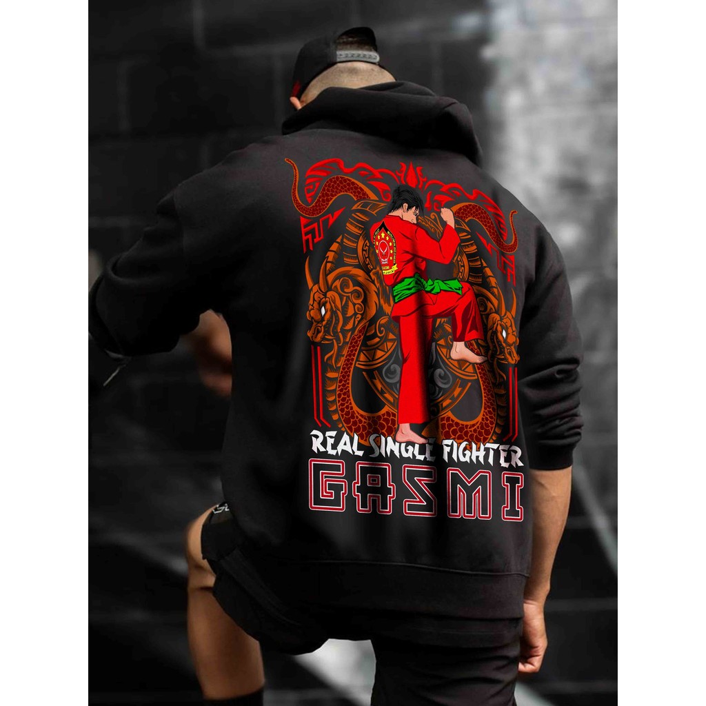 Jaket Hoodie Pagar Nusa GASMI Fighter Terbaru - Sablon Premium Distro Kaos Pencak Dor LIrboyo