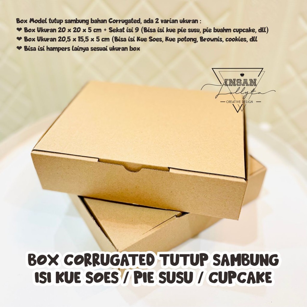 

Box dus Corrugated tutup sambung isi kue soes / isi kue pie buah, pie susu / isi brownis / isi cupcake
