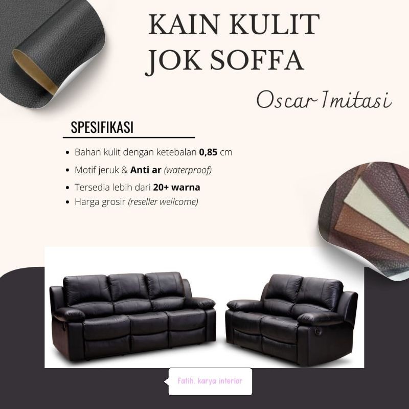 ARKAMANISHOP Kain Kulit Jok Sofa Oscar Imitasi - Bahan kain kulit Jok /Sofa Serbaguna