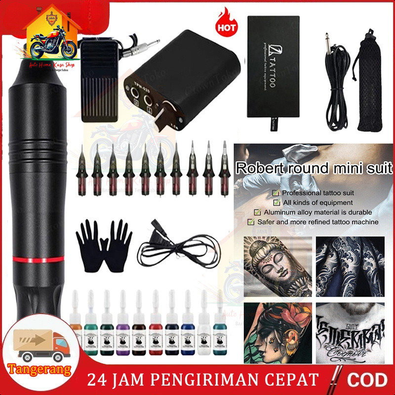 Mesin Tato Full Set Original 10 Warna Mesin Tato Pen Alat Tato