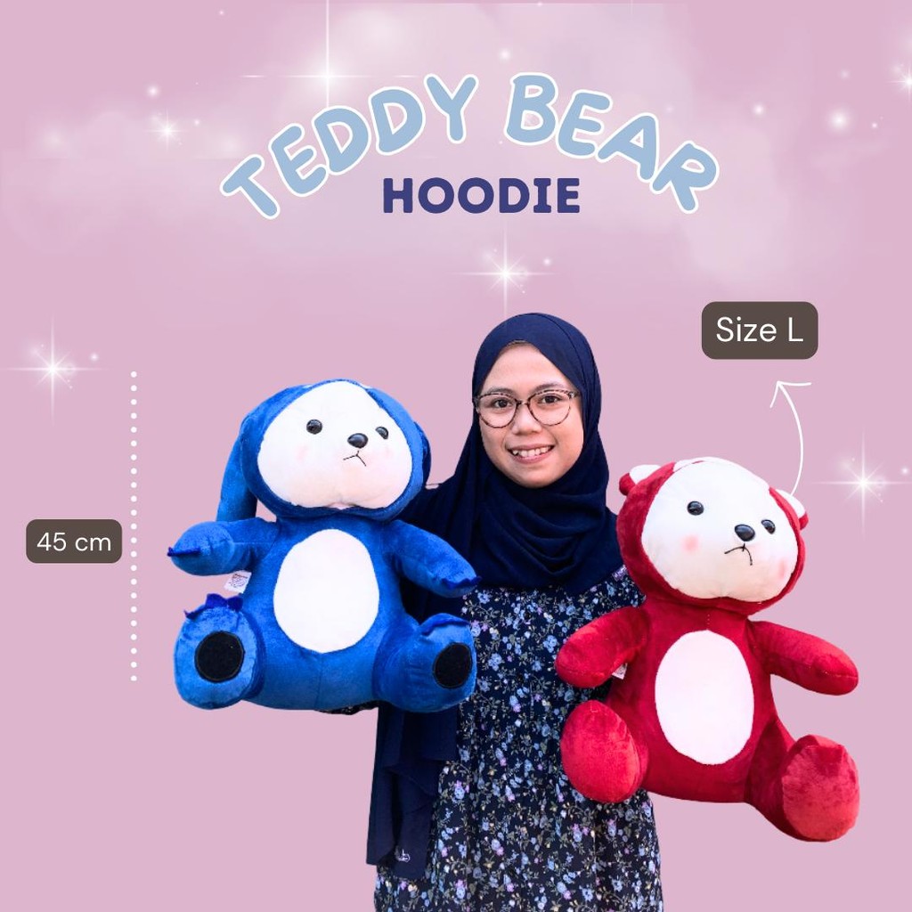 Boneka Bear Teddy Bear Hoodie lotso stich dino Size L 45cm bahan plush sangat lembut Dolls Asli Toys