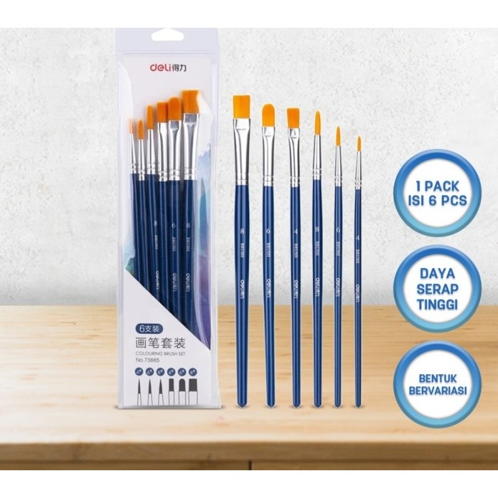 

Deli | Kuas Lukis (Painting Brush Set) | 6 Kuas | 73885