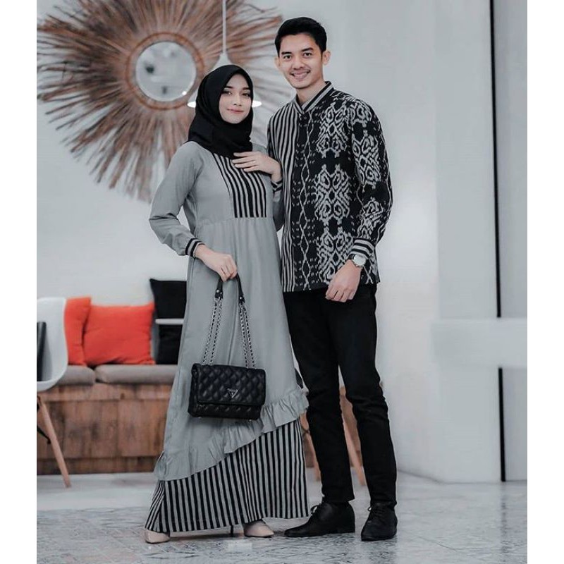 set couple - couple etnik - set couple tenun - baju kondangan - baju pesta - gamis tenun gamis etnik