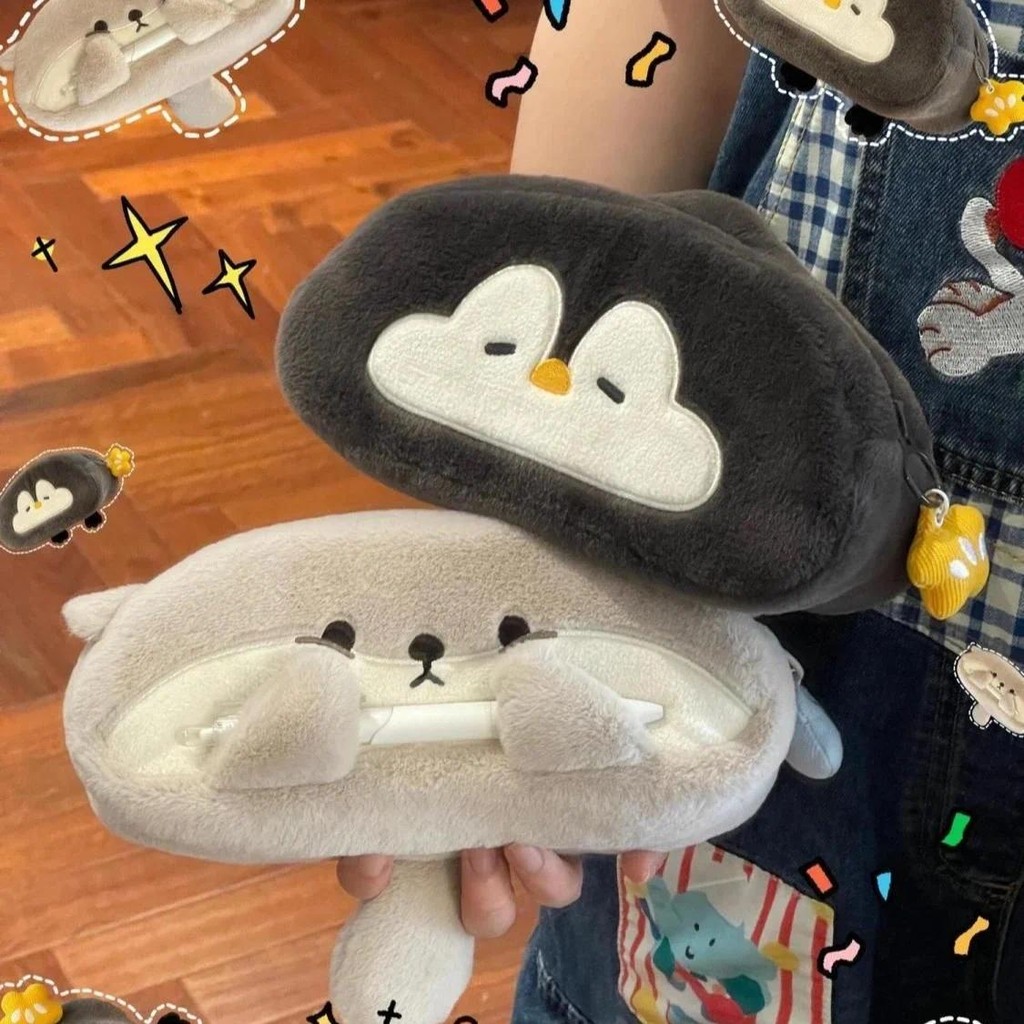 

Cute Otter Penguin Plush Pencil Case High-capacity School Supplies Pencil Storage Bag Kawaii Bag Korean Stationery