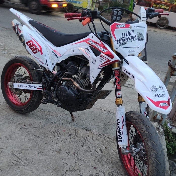 DECAL CRF 150L PUTIH MERAH KEREN