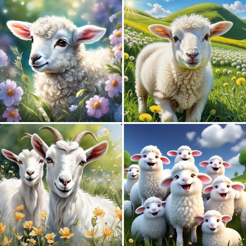 

5D Diamond Art Painting Kits Sheep,White Goat DIY Full Rhinestone Embroidery Set Paint with Diamonds Art By Number