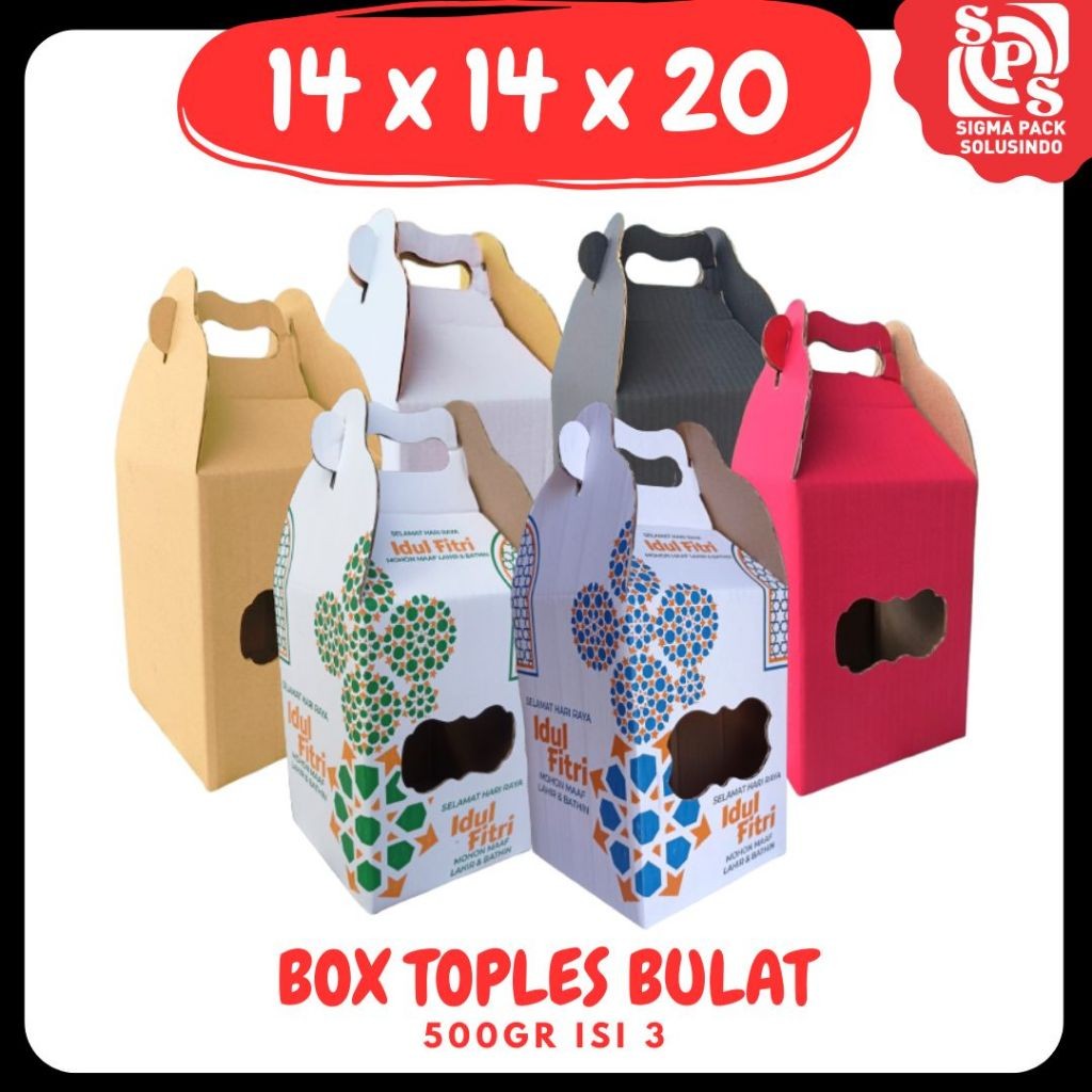 

Box jinjing 14x14x20 Jinjing (KUKER 500GR isi 3 Toples ) Kardus Packing/Kue Kering Bulat/hampers/idul fitri/Ied mubarak VICTORY JPN