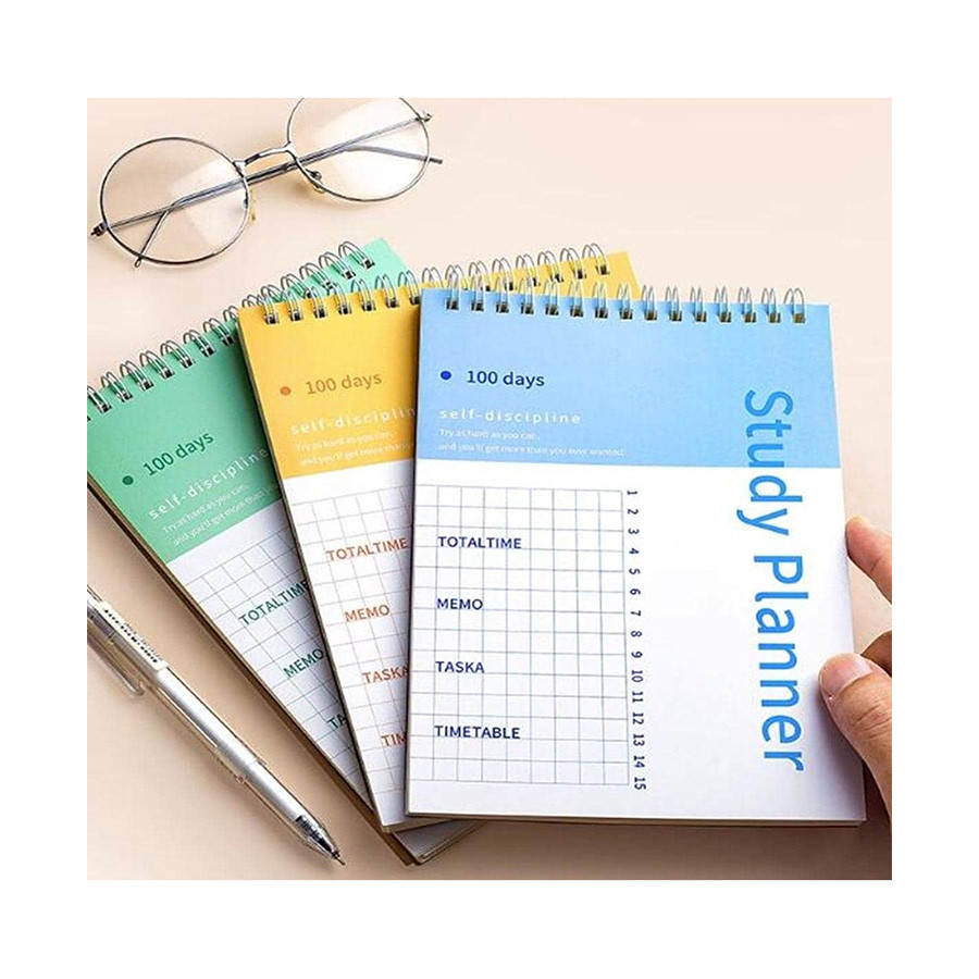 

100 Days Planner Notebook A5 Agenda Spiral Notepad 100 Pages