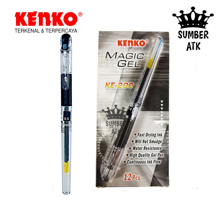 

[New]PROMO KENKO GEL PEN KE-200 (Magic Gel) 0.5MM /12 PCS 1 LUSIN / PEN TINTA GEL - Hitam
