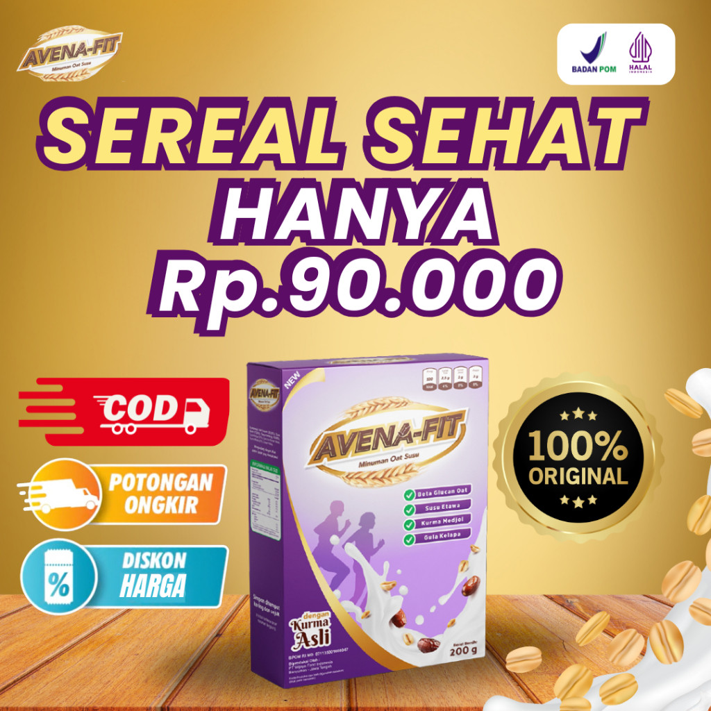 

BIG SALE!!! Avena-Fit 100% Original Sereal Oat Sarapan Sehat Bantu Turunkan Kolesterol Gula Darah Tinggi Risiko Penyakit Jantung dan Stroke BPOM