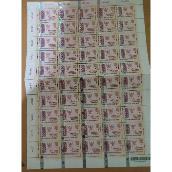 

Materai 10000 1 keping TERUJI LOLOS SINAR UV ULTRAVIOLET - MATERAI BARU BUKAN BEKAS 100% ORIGINAL POS( Gratis Ongkir ) /1 PCS