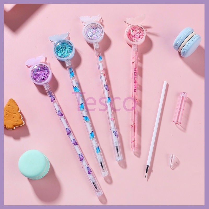 

Tesco Pulpen gel lucu / Pen Glitter Gel Tinta Hitam Lucu / 0.5