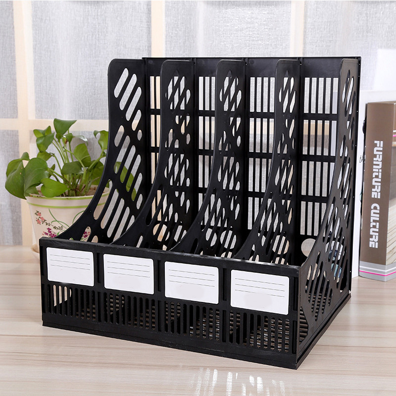 

Office Supplies File Rack Quadruple Plastic Bookshelf Desktop Data Sorting Rack File Column Frame Storage Rack A4